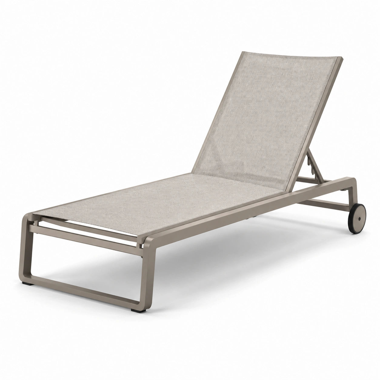 Chaise longue de jardin en aluminium et textilène beige