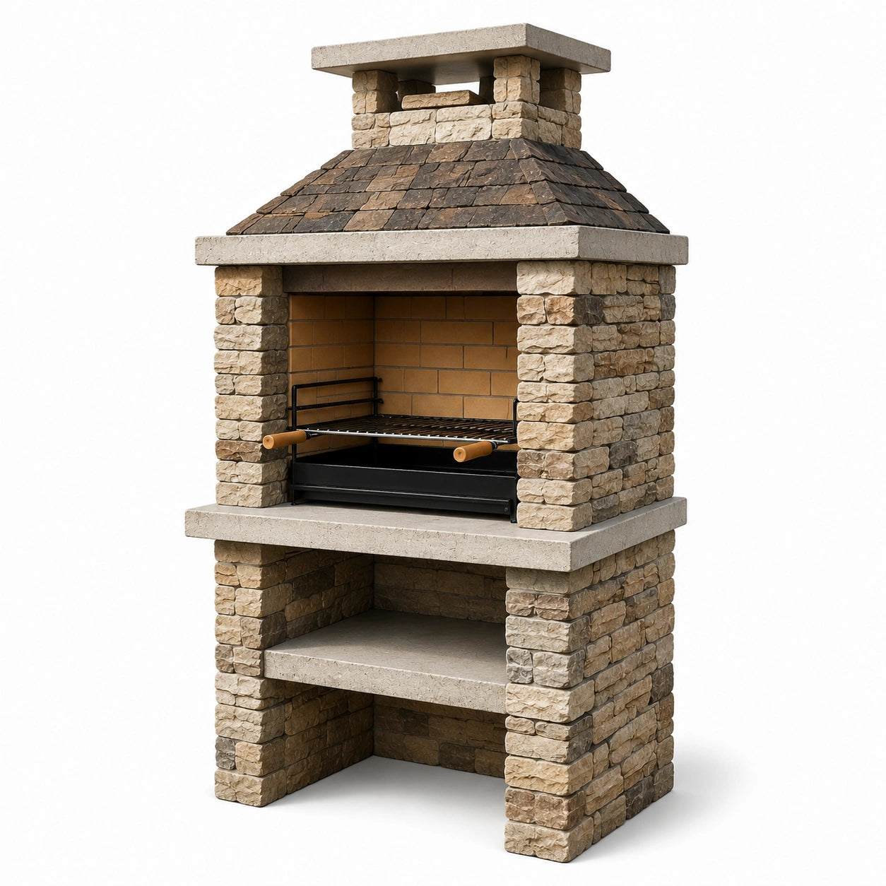Barbecue en pierre avec grille en acier inoxydable