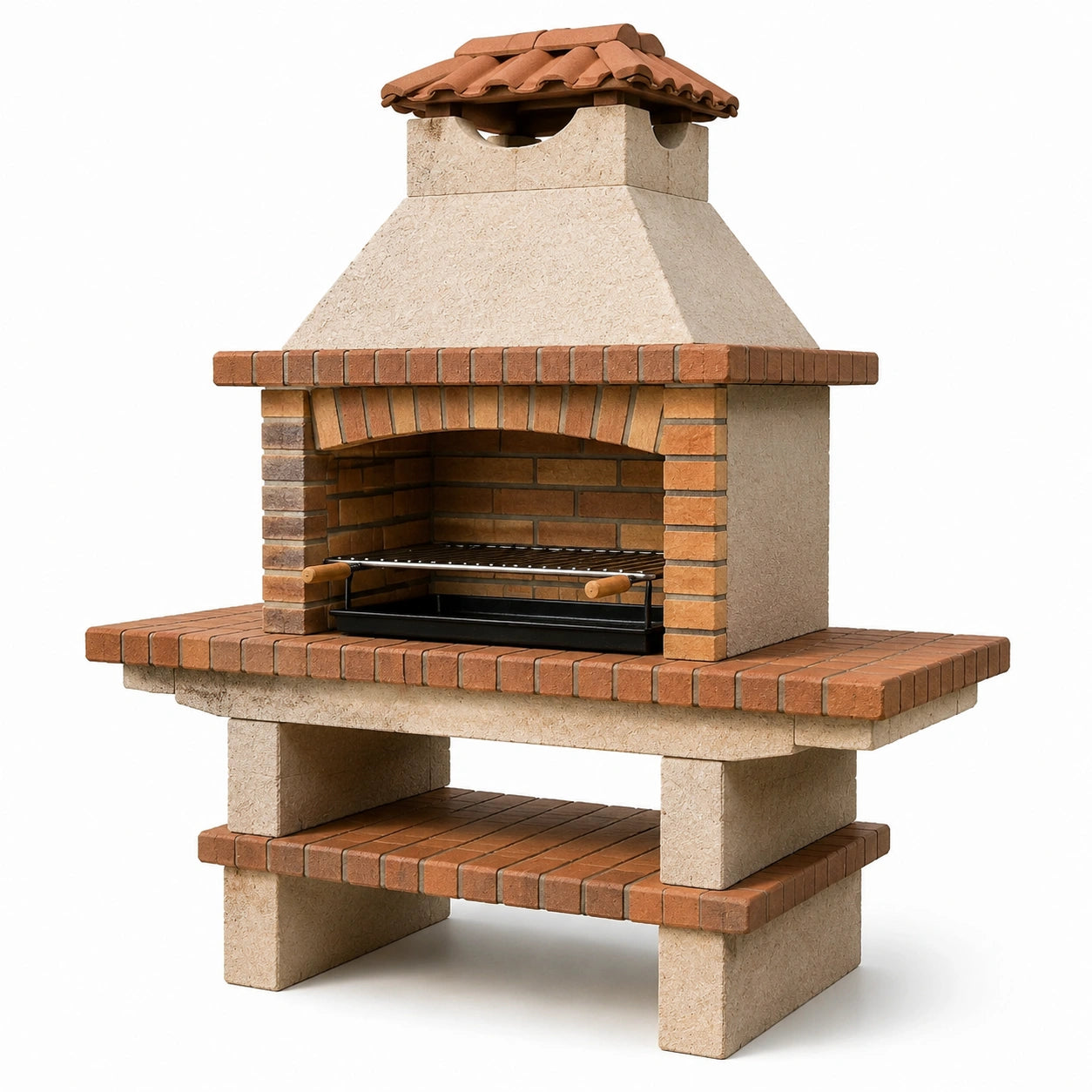 Barbecue en pierre et brique pour extérieur 90x50x180 cm marron/rouge