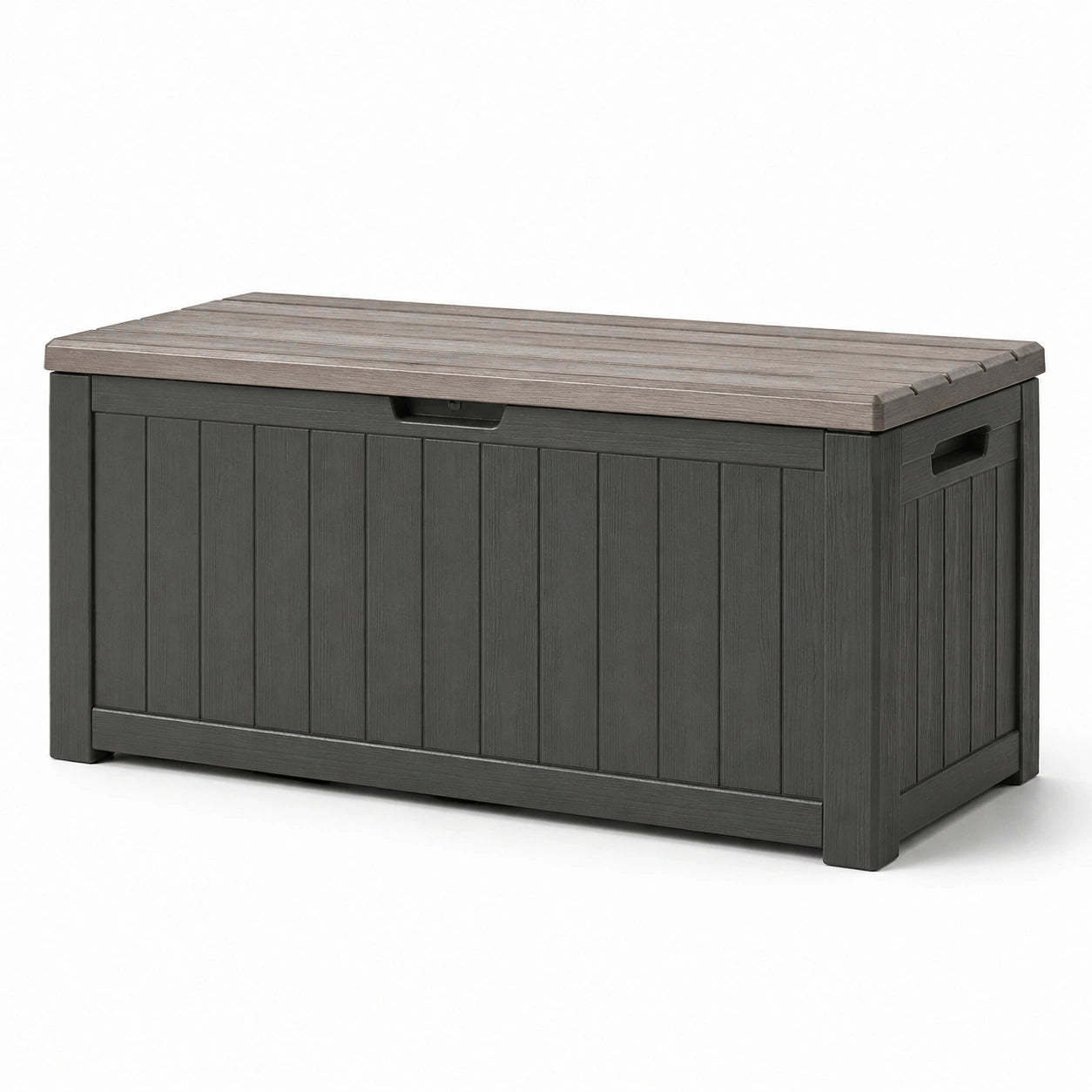 Coffre de rangement en bois et résine anthracite 120x60x55 cm