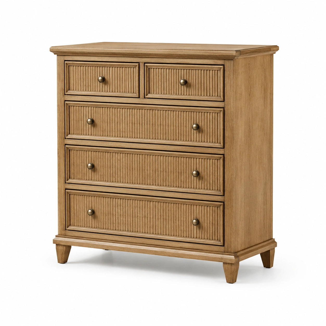 Commode en bois 5 tiroirs chêne clair