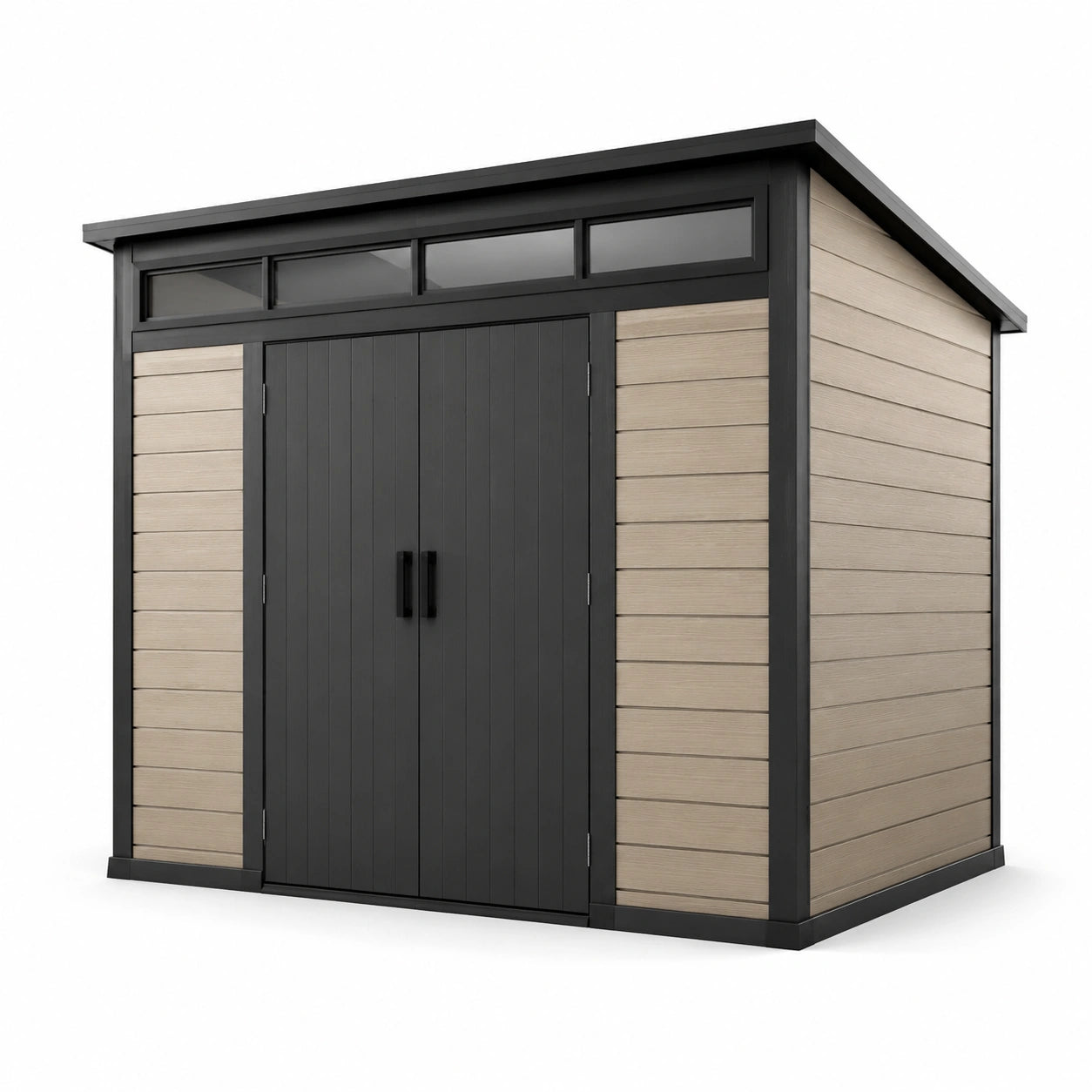 Abri de jardin en composite et métal beige/noir