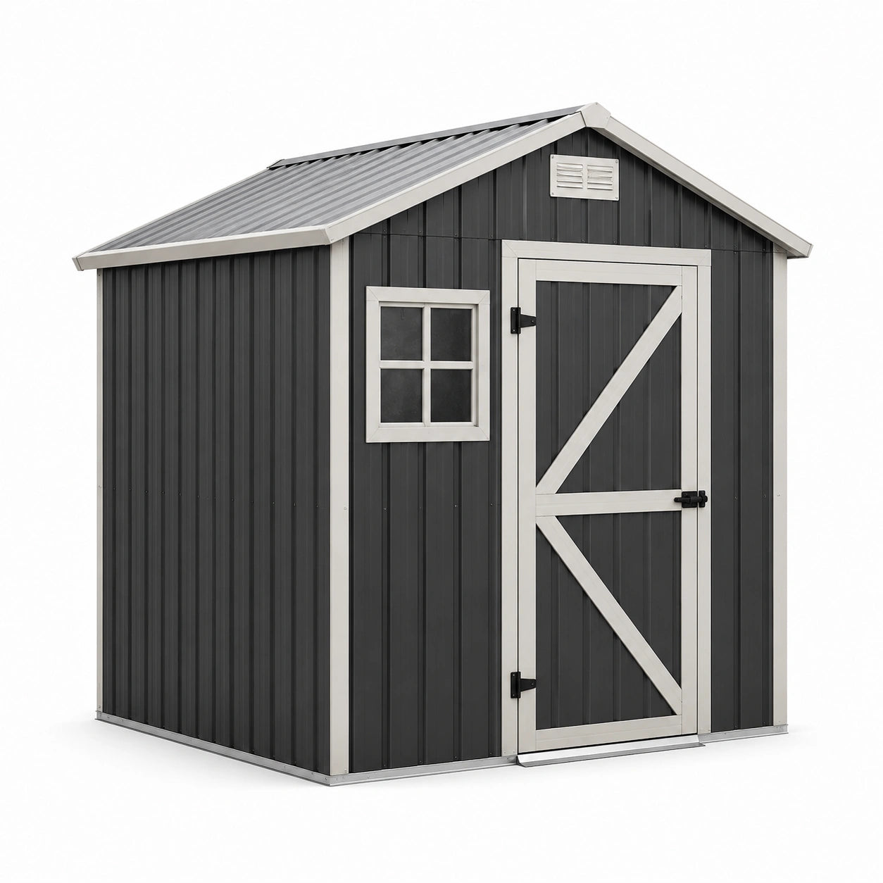 Abri de jardin en métal gris foncé avec toit inclinable et fenêtre