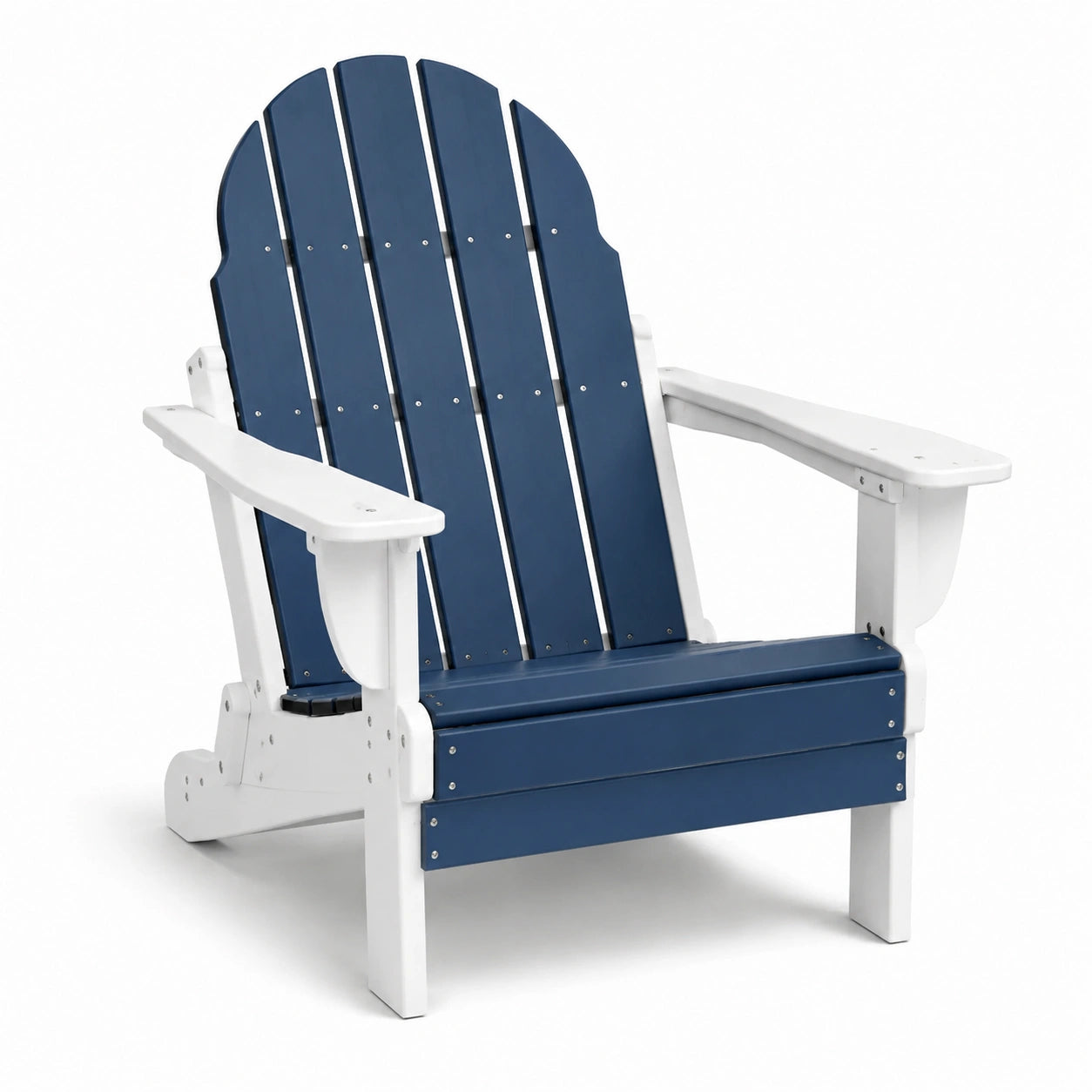 Chaise Adirondack en plastique bleu et blanc