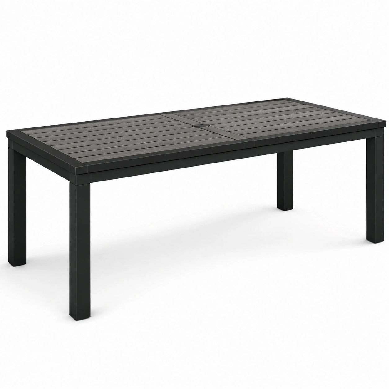 Table de jardin noire en aluminium et bois composite 220 x 100 x 75 cm
