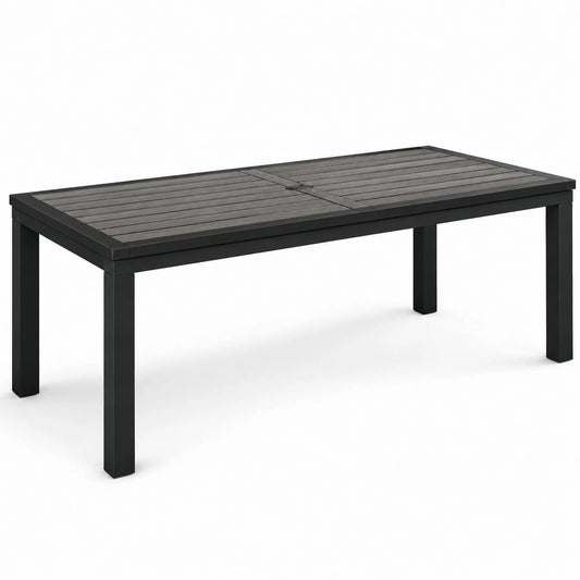 Table de jardin noire en aluminium et bois composite 220 x 100 x 75 cm