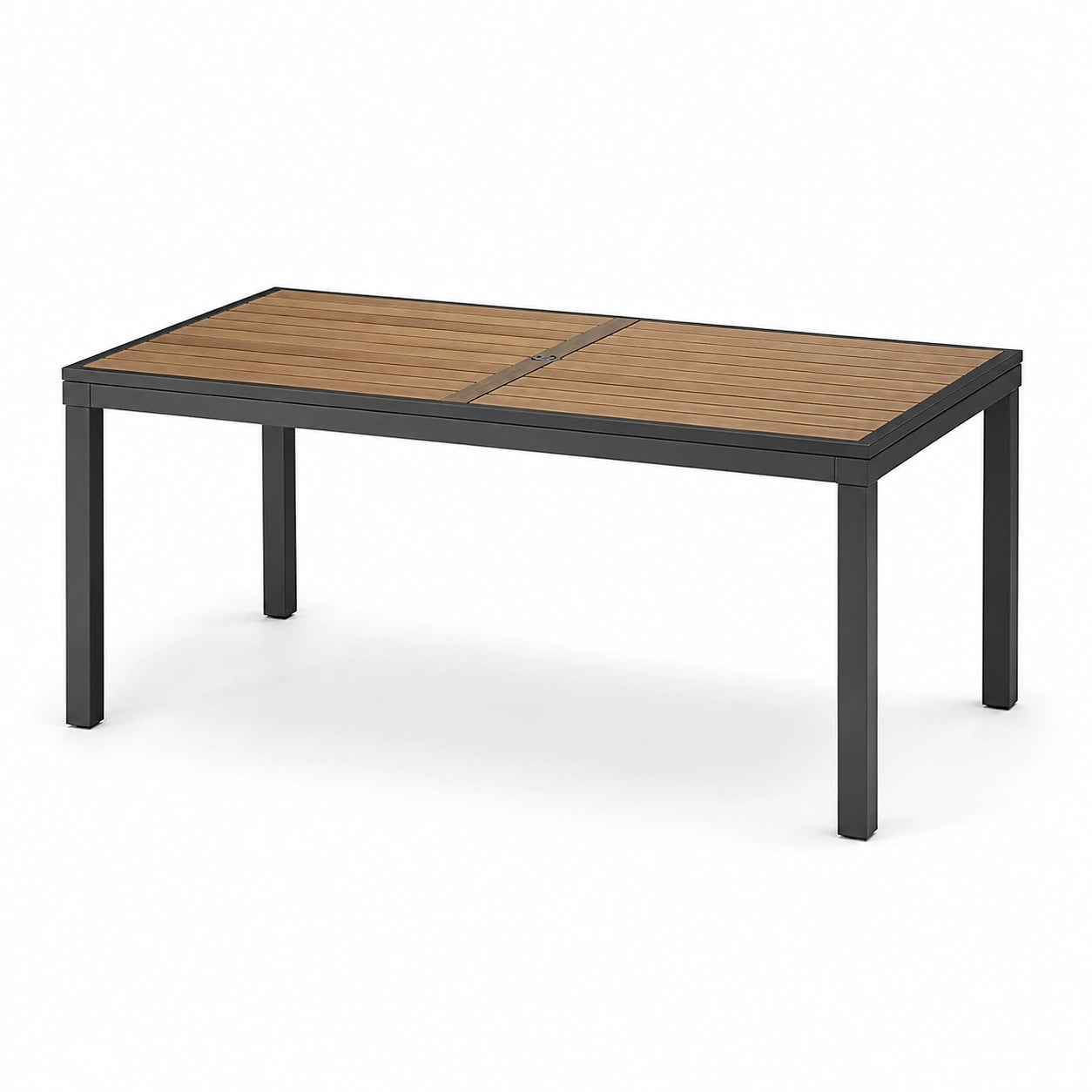 Table de jardin rectangulaire en bois composite et aluminium 180x90 cm marron et noir
