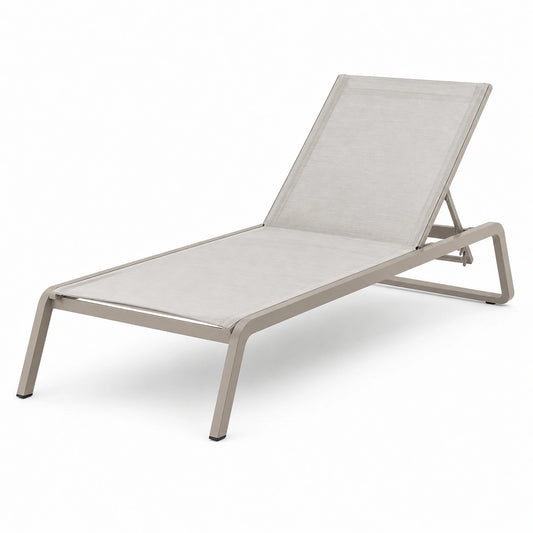Chaise longue en aluminium et textilène beige ajustable