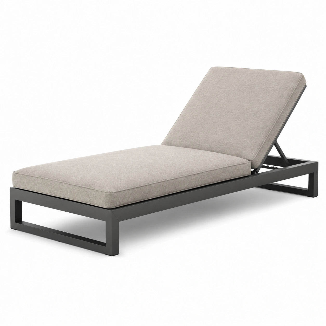 Chaise Longue Réglable en Aluminium et Tissu Gris