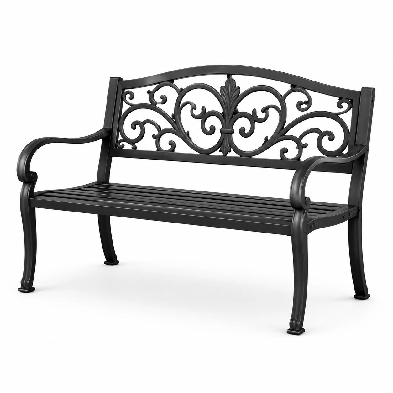 Banc de jardin en métal noir 127cm