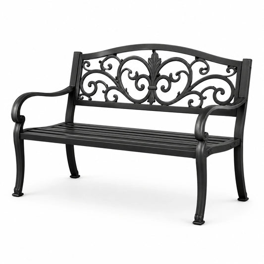 Banc de jardin en métal noir 127cm