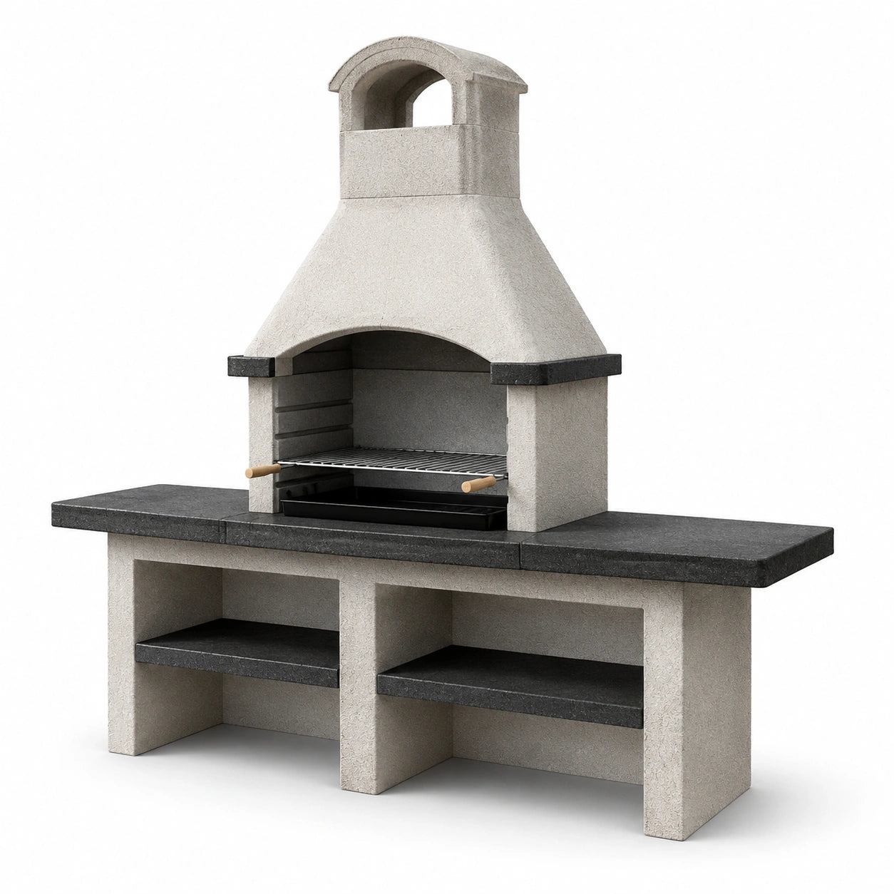 Barbecue en béton avec grille en acier inoxydable gris/noir