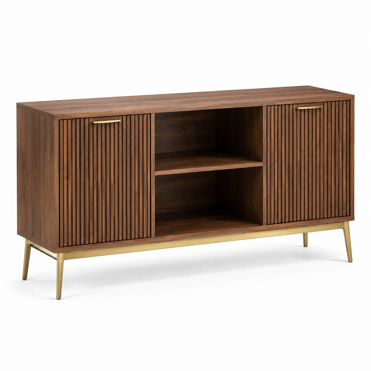 Buffet en bois de noyer avec pieds en métal doré 150x40x80 cm