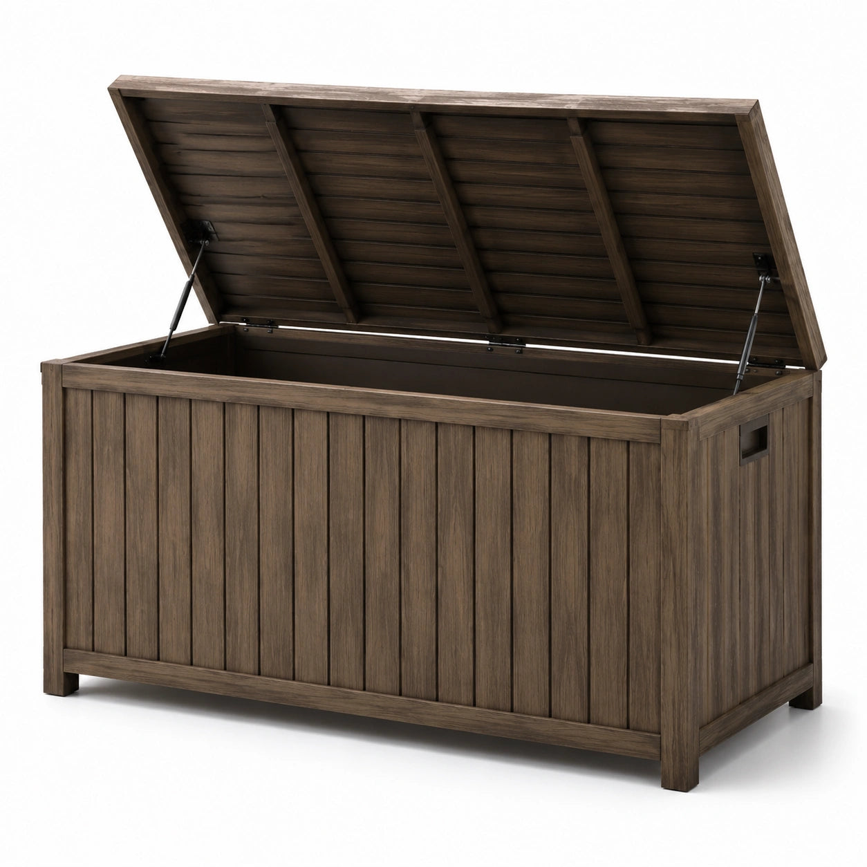 Coffre de rangement extérieur en bois composite marron 150x60x70 cm