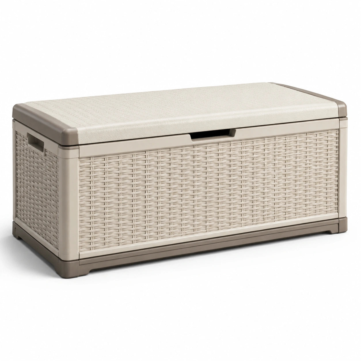 Coffre de rangement en plastique beige 120 cm