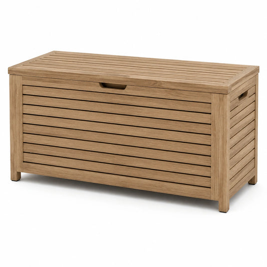 Coffre de rangement en bois de teck massif 120x50x60 cm