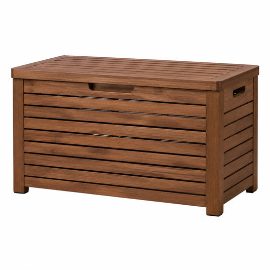 Coffre de rangement en bois d'acacia avec couvercle à charnières
