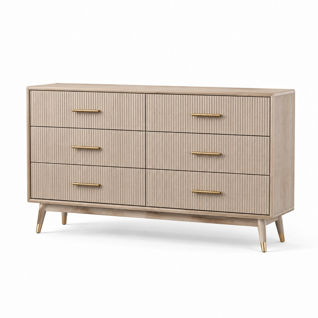 Commode en bois avec poignées en acier inoxydable doré
